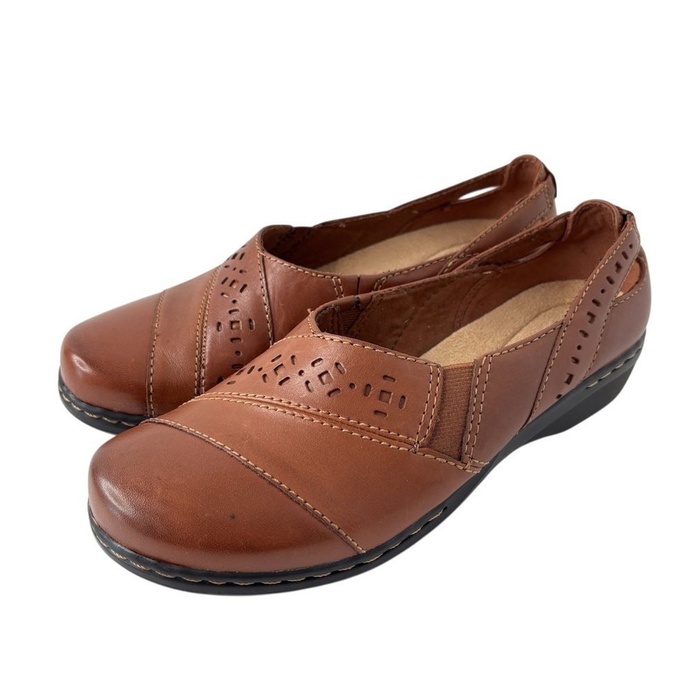 Clarks Collection Evianna Comfort Loafers Shoes Size 7.5 W Brown Leather NEW*